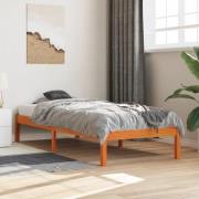 vidaXL Sängram utan madrass vaxad brun 90x200 cm massiv furu