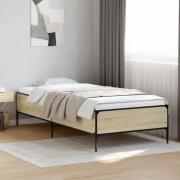 vidaXL Sängram sonoma-ek 90x200 cm konstruerat trä och metall