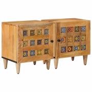 vidaXL Nattduksbord 2 pcs Naturfärg 40 x 33,5 x 46 cm Massivt mangoträ