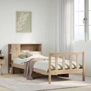 vidaXL Säng med bokhylla utan madrass 75x190cm massiv furu