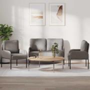 vidaXL Soffgrupper med kudde 3 pcs Taupe 115 x 56 x 80 cm Plywood