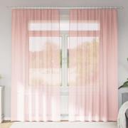 vidaXL Voile gardiner med stångfickor 2 st rosa