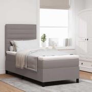 vidaXL Bäddfjäder med madrass med huvudgavel Taupe 90 x 190 cm tyg