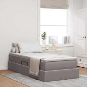 vidaXL Förvaringssäng med madrass Taupe 90 x 190 cm Polyester