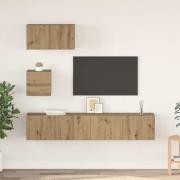 vidaXL TV-bänkset Väggmonterad 3 pcs Artisan Ek Konstruerat trä
