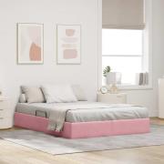vidaXL Ottoman Sängram med lagring Rosa 140 x 190 cm Sammet