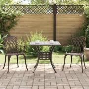 vidaXL Trädgårdsbord Set 3 pcs Brons Gjutet Aluminium