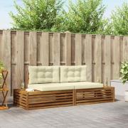 vidaXL Utomhussoffset med kudde Naturlig och Grädde 203,5 x 83 x 73 cm