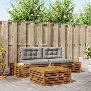 vidaXL Utomhussoffset med kudde 3 Stycke Naturlig och Ljus Grå