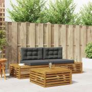 vidaXL Utomhussoffset med kudde 3 Stycke Naturlig och Antracit