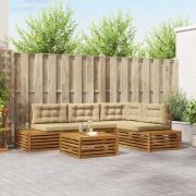 vidaXL Utomhussoffset med kudde 5 Stycke Naturlig och Beige