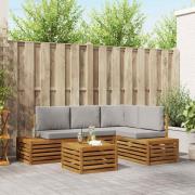 vidaXL Utomhussoffset med kudde Naturlig och Ljus Grå 59 x 59 x 37 cm