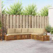 vidaXL Utomhussoffset med kudde 6 Stycke Naturlig och Beige