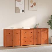 vidaXL Sideboard med låda 5 pcs VaxBrun Massivt furu