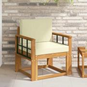 vidaXL Utomhussoffa Massivt akaciaträ och polyester Naturfärg