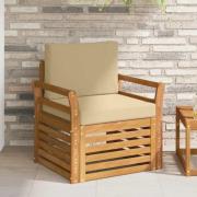 vidaXL Utomhussoffa Massivt akaciaträ och polyester Naturlig