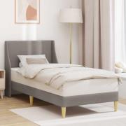 vidaXL Sängram Enfärgad med huvudgavel Taupe 90 x 190 cm tyg