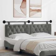 vidaXL Hängande Huvudgavel Väggmonterad Mörkgrå 170 x 55 x 7 cm Sammet