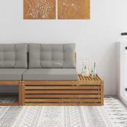 vidaXL Utomhus modulsoffa med kudde 3 Stycke Naturlig och Ljus Grå