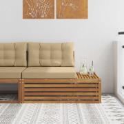 vidaXL Utomhus modulsoffa 3 Stycke Naturlig och Beige 115 x 83 x 73 cm