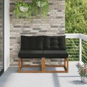 vidaXL 2 Stycke Utomhus Mellansoffa Massivt akaciaträ och Textilene