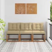 vidaXL 3 Stycke Utomhus Mellansoffa Massivt akaciaträ och Textilene