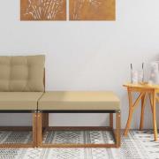 vidaXL Utomhus Hocker Massivt Akaciaträ och Textilene Naturfärg