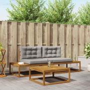 vidaXL Utomhussoffset med kudde 3 Stycke Naturlig och Ljus Grå