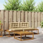 vidaXL Utomhussoffset med kudde 3 Stycke Naturlig och Beige
