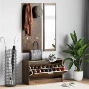 vidaXL Skoskåp 3-i-1 set rökfärgad ek konstruerat trä