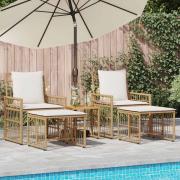 vidaXL Utemöbelset 5 pcs Naturlig och Creamvit Stål och poly rattan