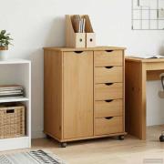 vidaXL Rullande skåp Honung brun 63,5 x 39 x 79 cm Massiv furu