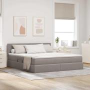 vidaXL Förvaringssäng med madrass Taupe 160 x 200 cm Konstruerat trä