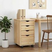 vidaXL Rullande skåp med hjul Brun 34 x 39 x 56 cm Massivt furu