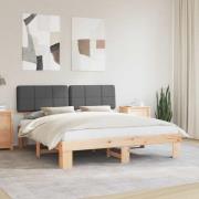 vidaXL Sängram med Klädd Huvudgavel Mörkgrå 200 x 200 cm Massiv furu