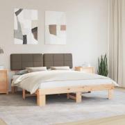 vidaXL Sängram med Klädd Huvudgavel Taupe 180 x 200 cm Massiv furu