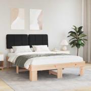 vidaXL Sängram med Klädd Huvudgavel Svart 140 x 200 cm Massiv furu