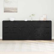 vidaXL Sideboard 3 pcs Svart Ek 181 x 30 x 70 cm Konstruerat trä
