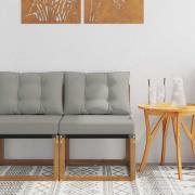 vidaXL Utomhus Mellansoffa Massivt akaciaträ och Textilene Naturfärg