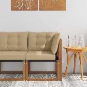 vidaXL Utehörnsoffa Massivt akaciaträ och Textilene-tyg Naturfärg