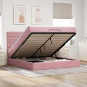 vidaXL Ottoman sängram med madrasser rosa 160x200 cm sammet