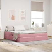 vidaXL Förvaringssäng med madrass med madrass Rosa 160 x 200 cm Sammet