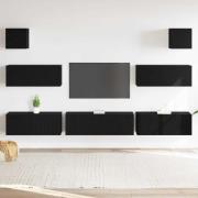 vidaXL TV-bänkset 7 pcs Svart Ek 100 x 30 x 30 cm Konstruerat trä
