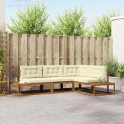 vidaXL Utomhussoffset 4 Stycke Naturlig och Grädde