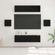 vidaXL TV-bänkset Väggmonterad 6 pcs Svart ek Konstruerat trä