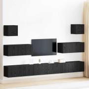vidaXL TV-bänkset Väggmonterad 7 pcs Svart Ek Konstruerat trä