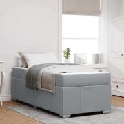 vidaXL Sängram med madrass Ljusgrå 90 x 200 cm tyg