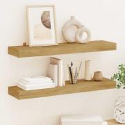 vidaXL Vägghyllor 2 st 60x15x4 cm massivt teakträ