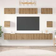 vidaXL TV-bänkset Väggmonterad 8 pcs Artisan Ek Konstruerat trä