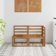 vidaXL Modulsoffa utomhus mitt och hörn 2 Stycke Naturfärg